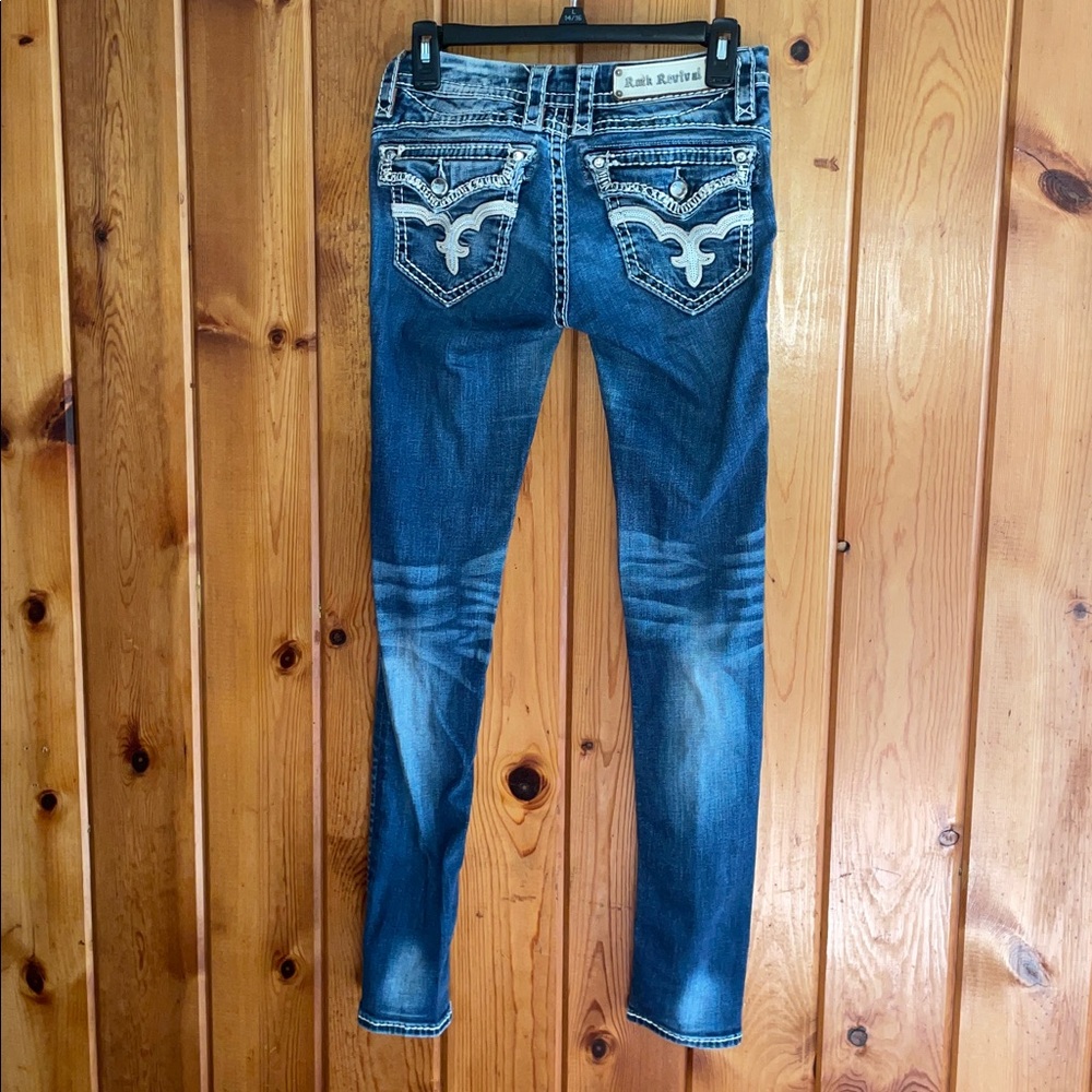 Rock Revival Blue Skinny Jeans with White Stitching may jeans size 26 women’s